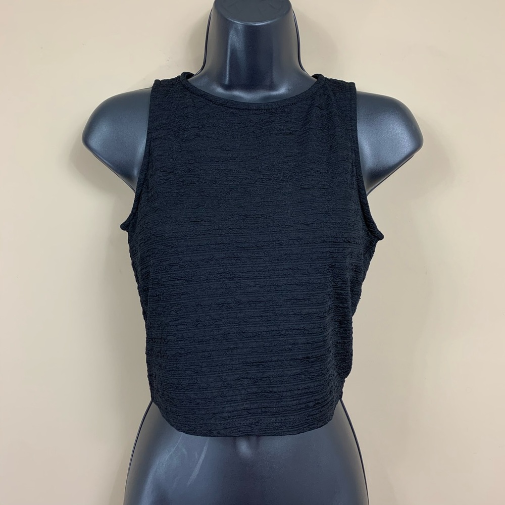 3/$15 SALE Black Textured Tank Crop Top
